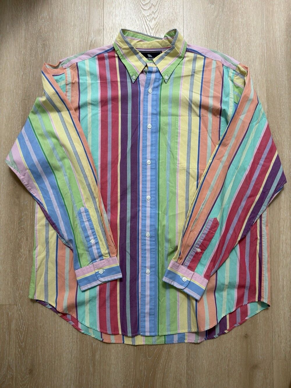 American Living x Ralph Lauren Multi Stripe Button Down Shirt XL Fun Shirt Y2K